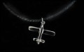 Airplane Charm w/Black Necklace